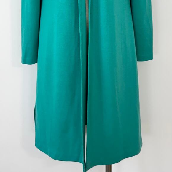 St. John Wool Knit Long Cardigan Sweater Poncho Long Sleeve Green Turquoise | 10 - Picture 6 of 12